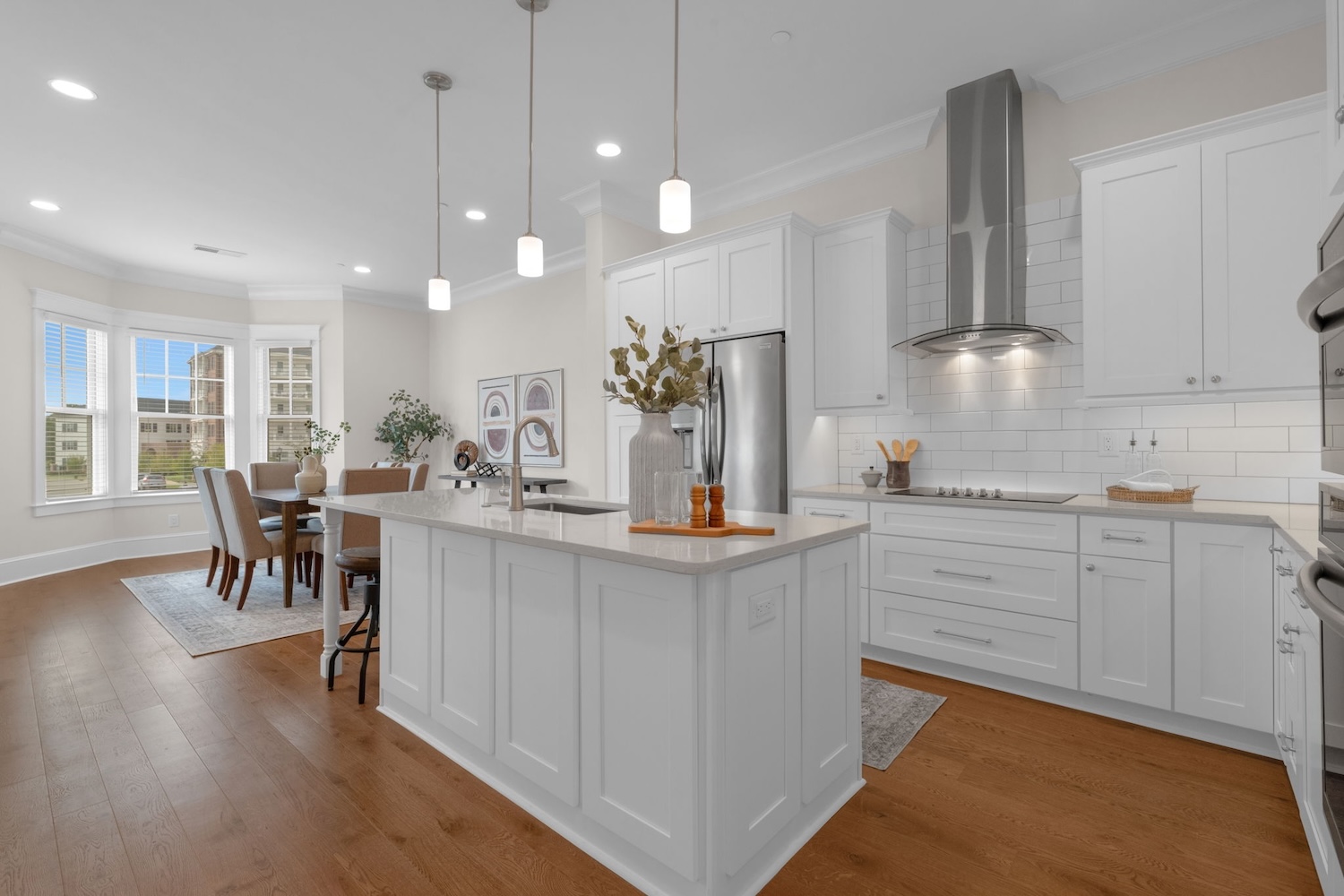 Kitchen island and dining space